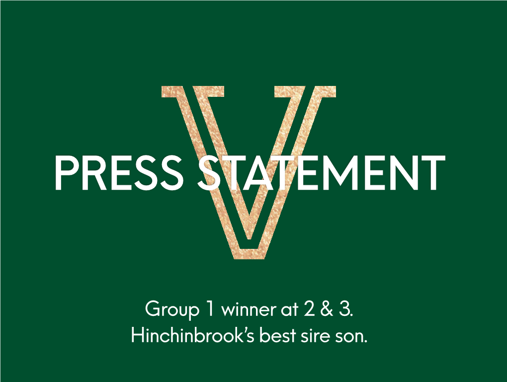 Group 1 Winner at 2 & 3. Hinchinbrook's Best Sire Son