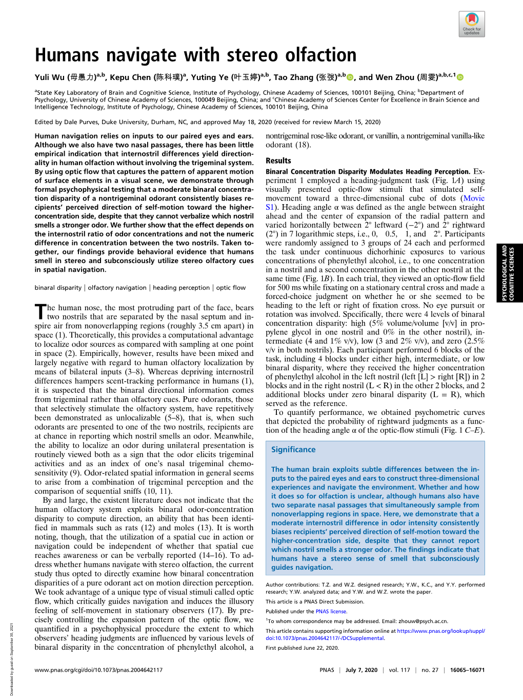 Humans Navigate with Stereo Olfaction