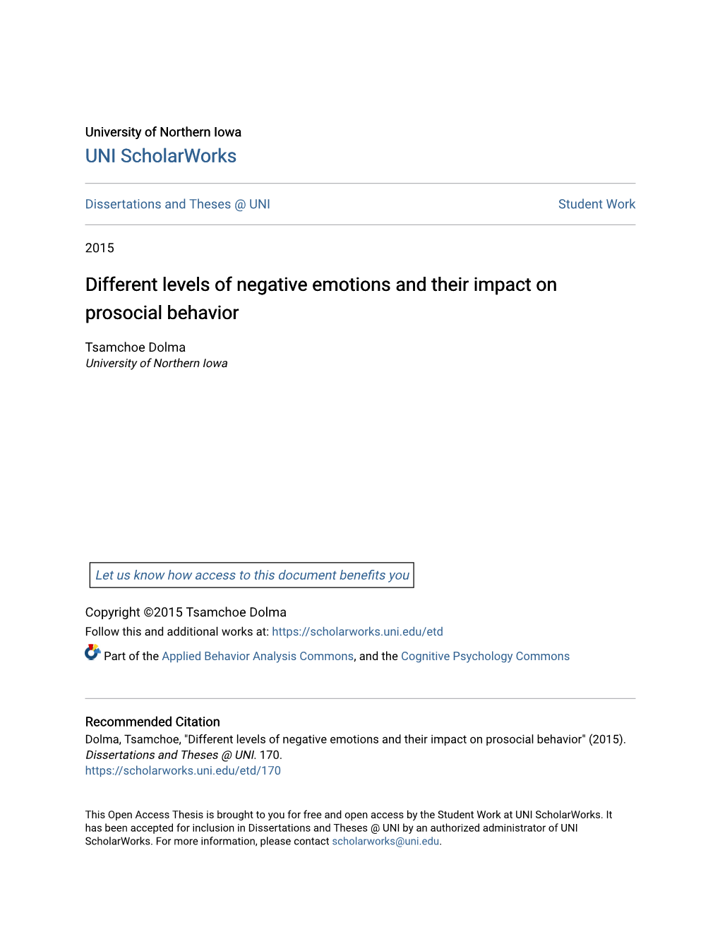 Different Levels of Negative Emotions and Their Impact on Prosocial Behavior