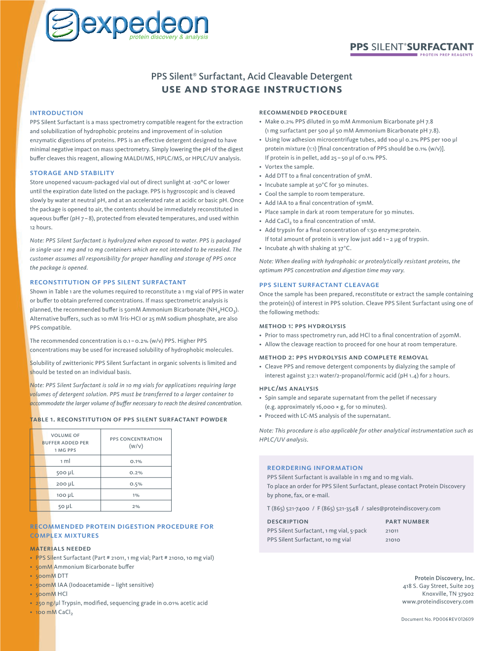 PPS Silent Surfactant, Acid Cleavable Detergent