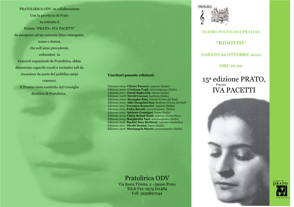 15A Edizione PRATO, IVA PACETTI