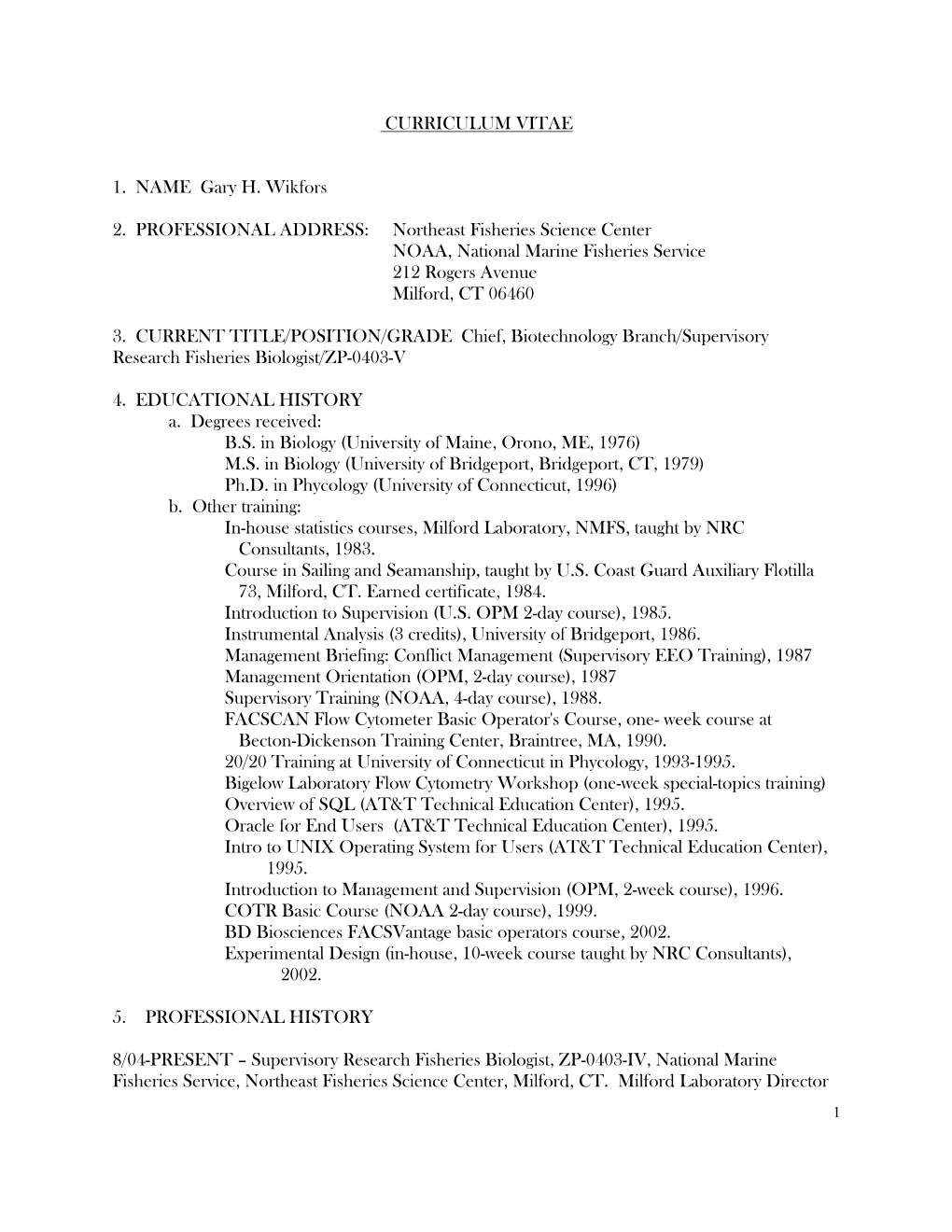 Gary H. Wikfors CV