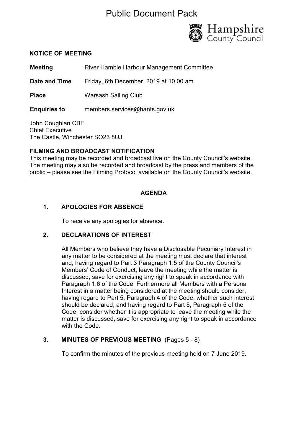 (Public Pack)Agenda Document for River Hamble Harbour