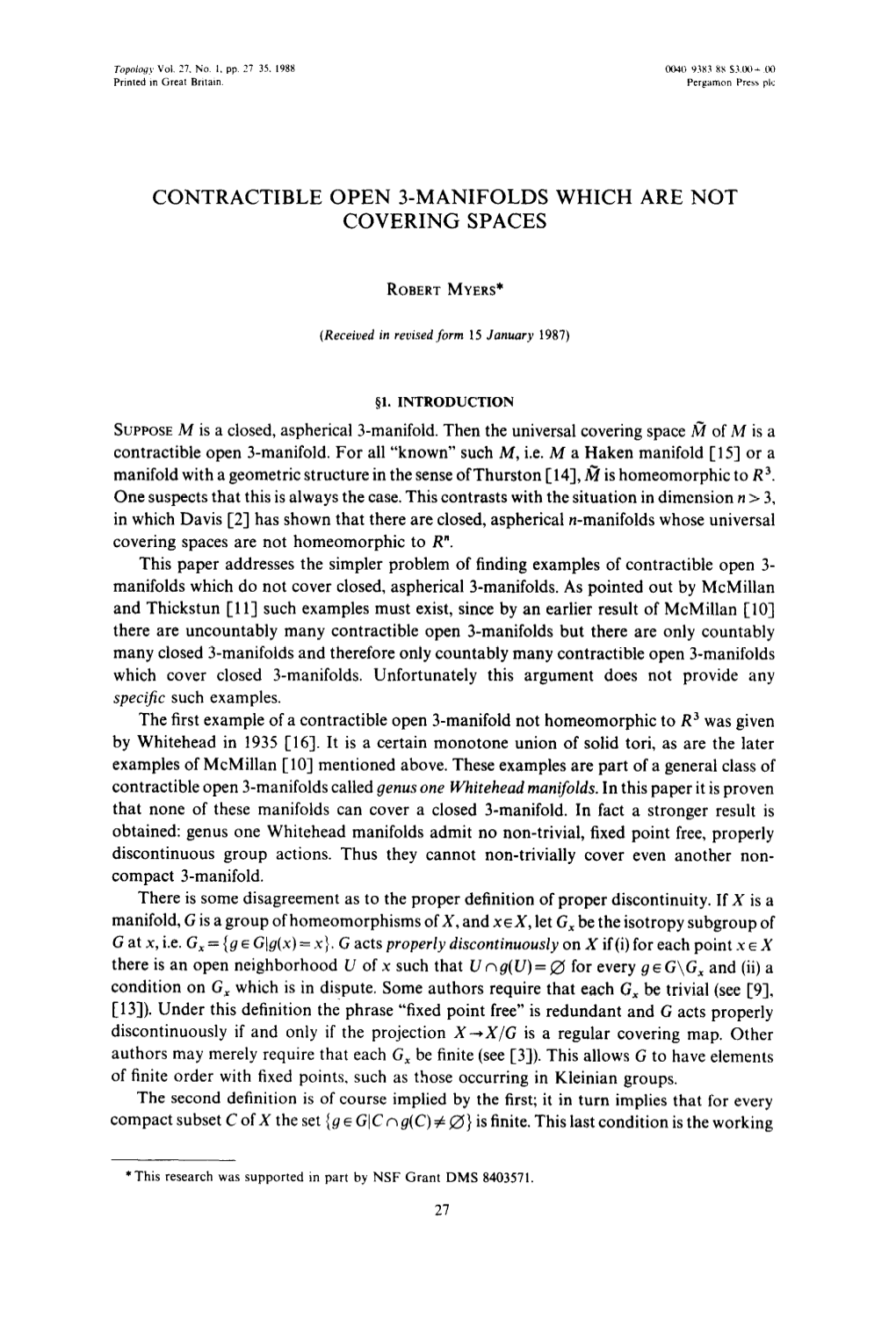 Contractible Open 3-Manifolds Which Are Not Covering Spaces