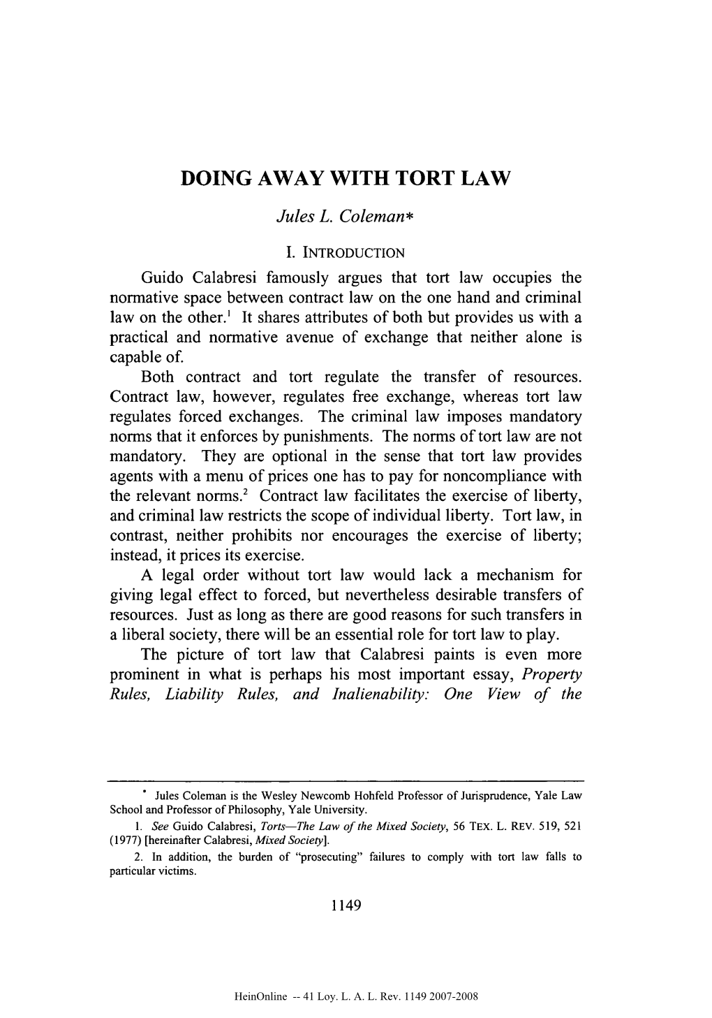 Doing Away with Tort Law