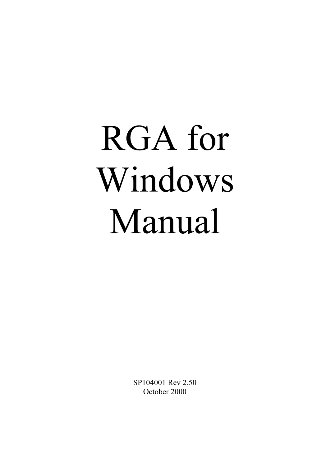 RGA for Windows Help Manual
