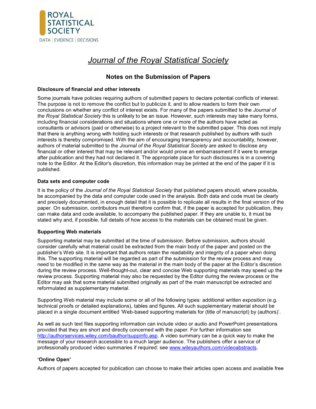 Journal of the Royal Statistical Society