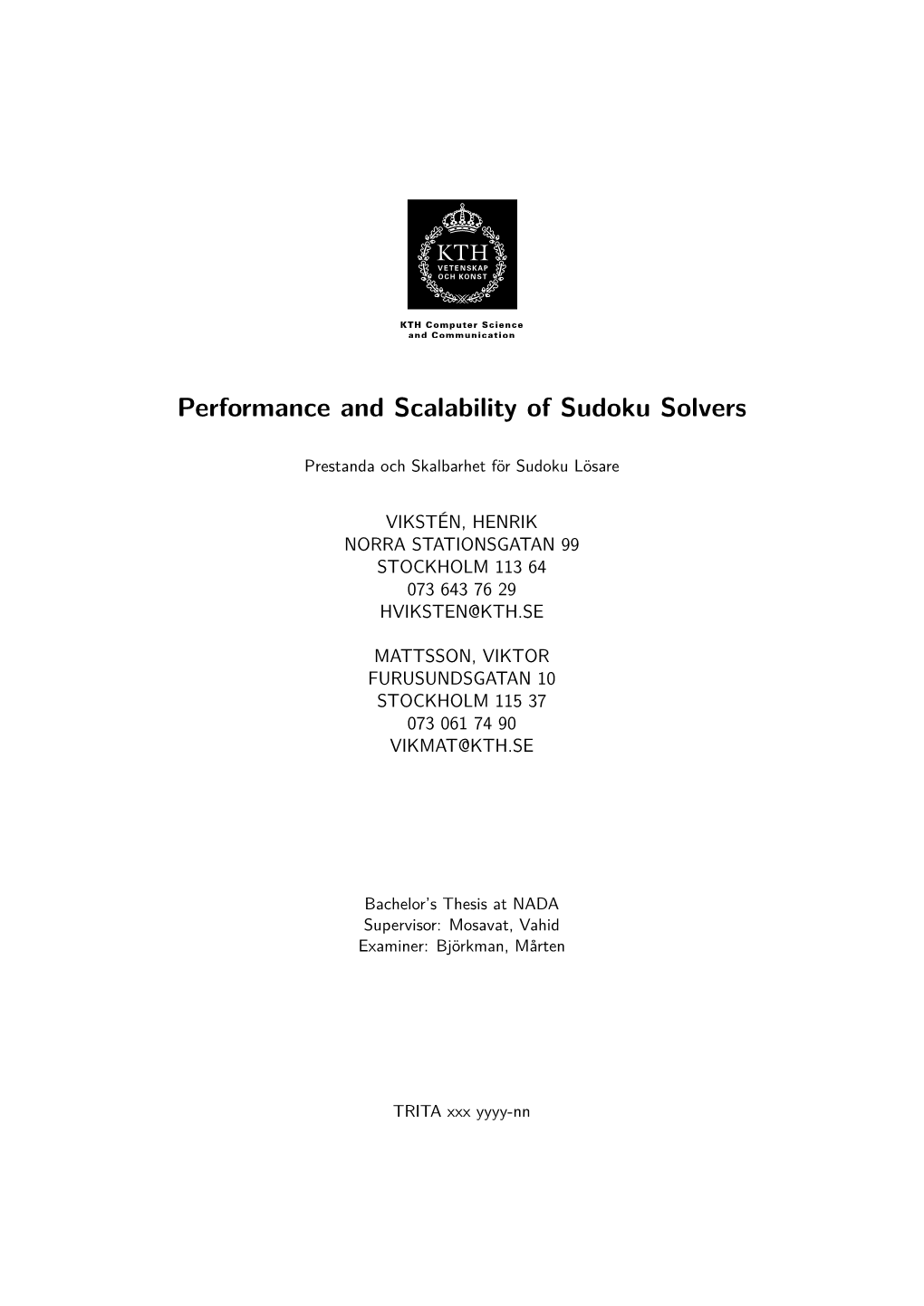 Performance and Scalability of Sudoku Solvers
