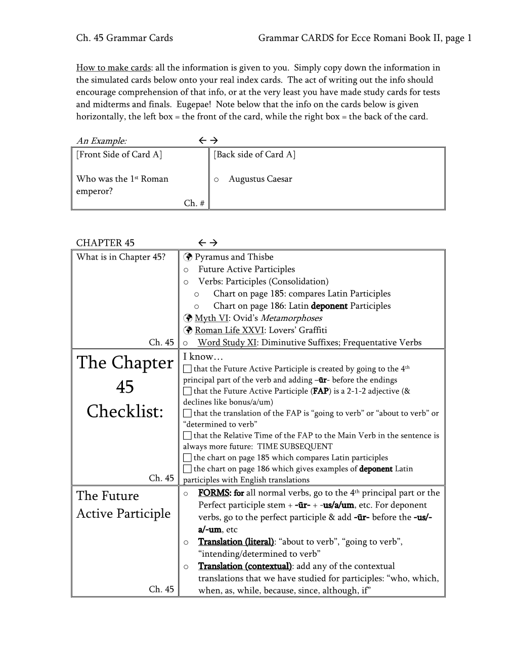 The Chapter 45 Checklist