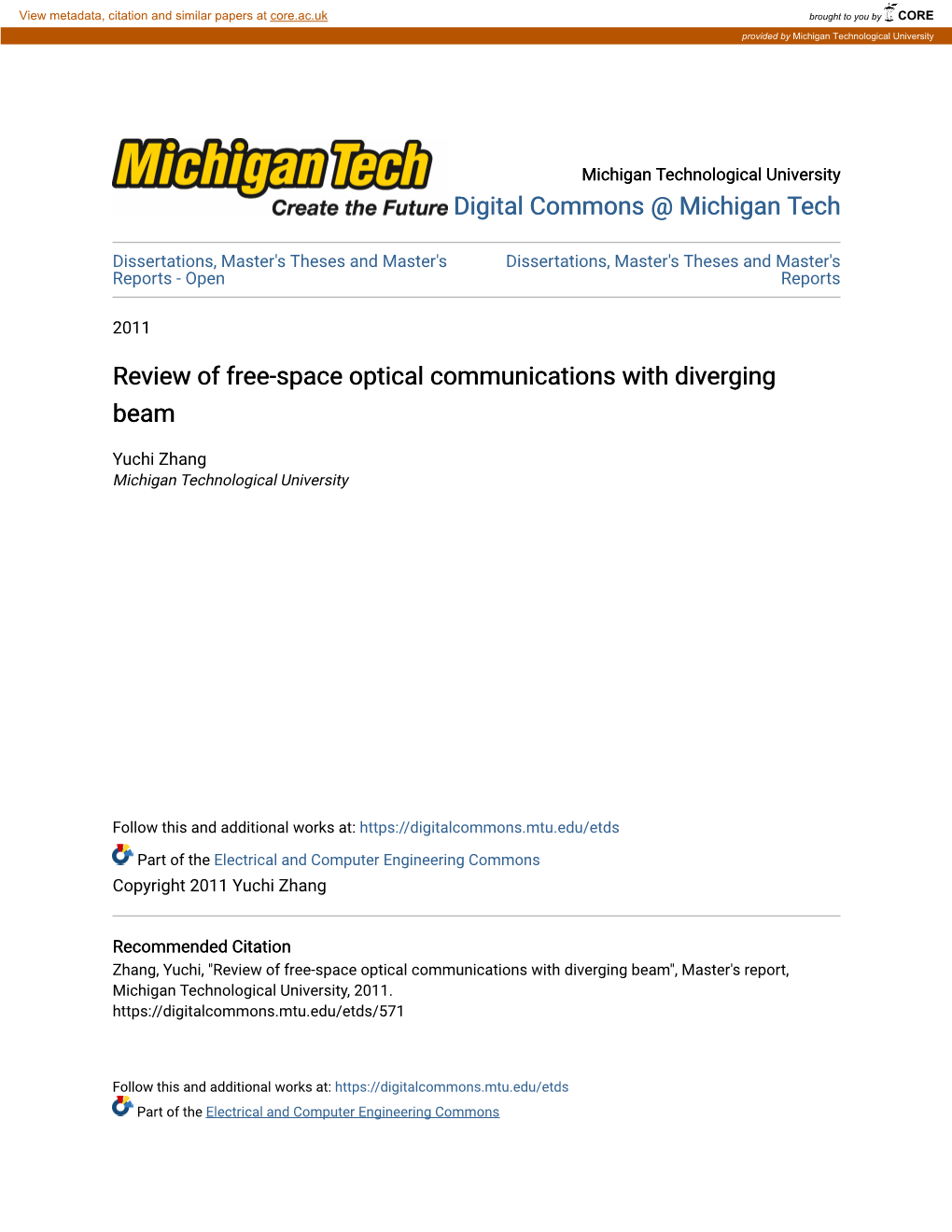 Review of Free-Space Optical Communications with Diverging Beam