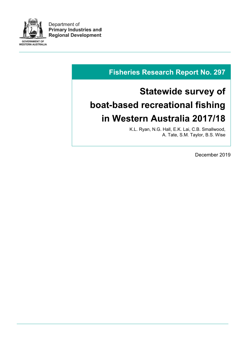 Statewide Survey of Boat-Based Recreational Fishing in Western Australia 2017/18