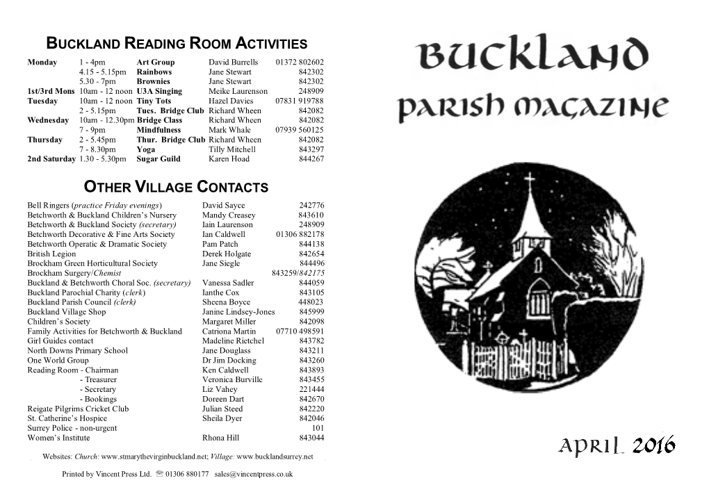 Other Village Contacts Buckland Reading Room Activities