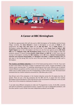 A Career at BBC Birmingham