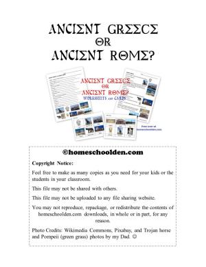 Ancient Greece – Ancient Rome Worksheets and Cards