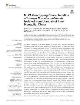 MLVA Genotyping Characteristics of Human Brucella Melitensis Isolated from Ulanqab of Inner Mongolia, China