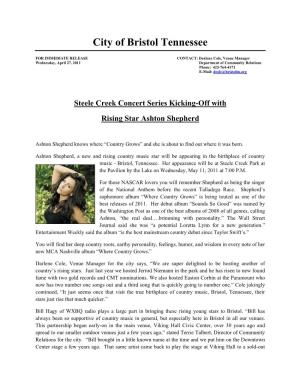 Steele Creek Concert Series Kicking-Off with Rising Star Ashton Shepherd
