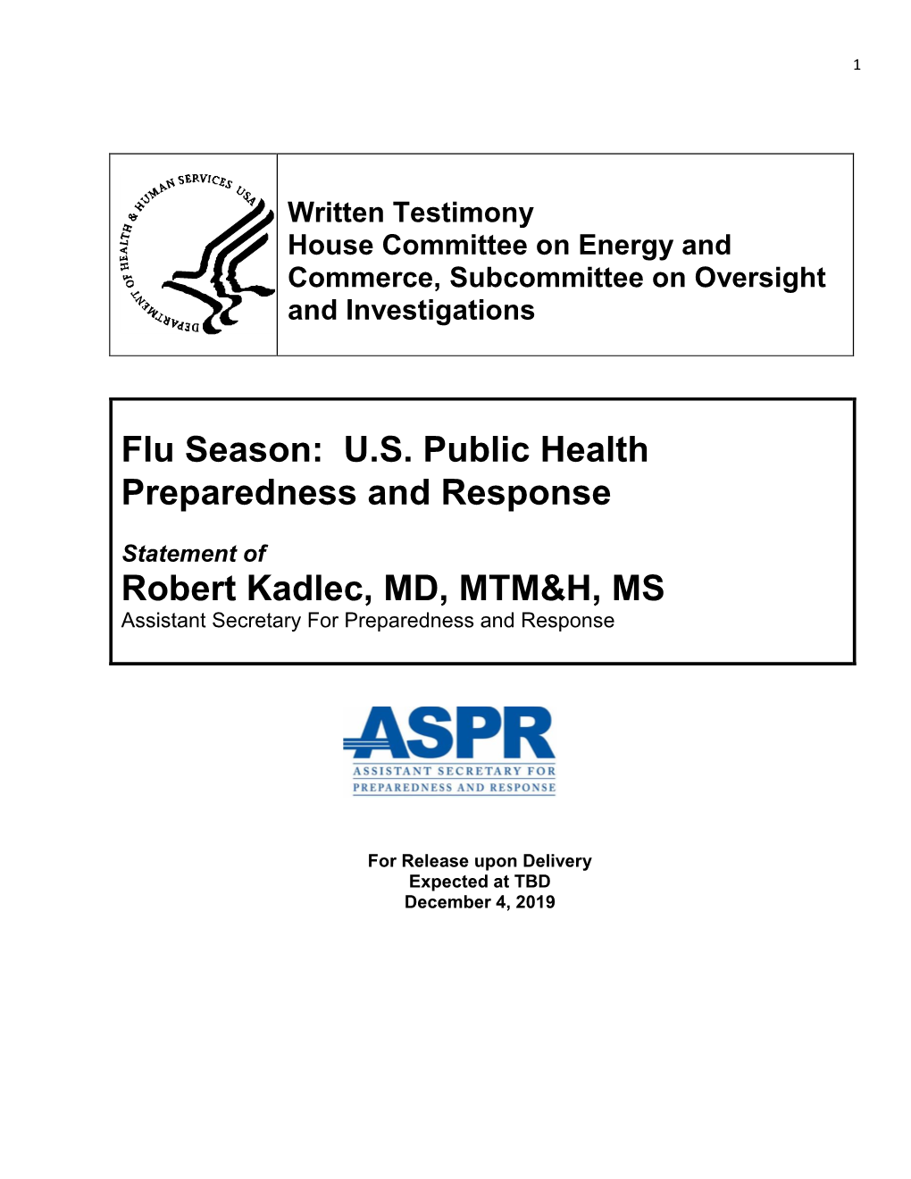 Flu Season: US Public Health Preparedness and Response