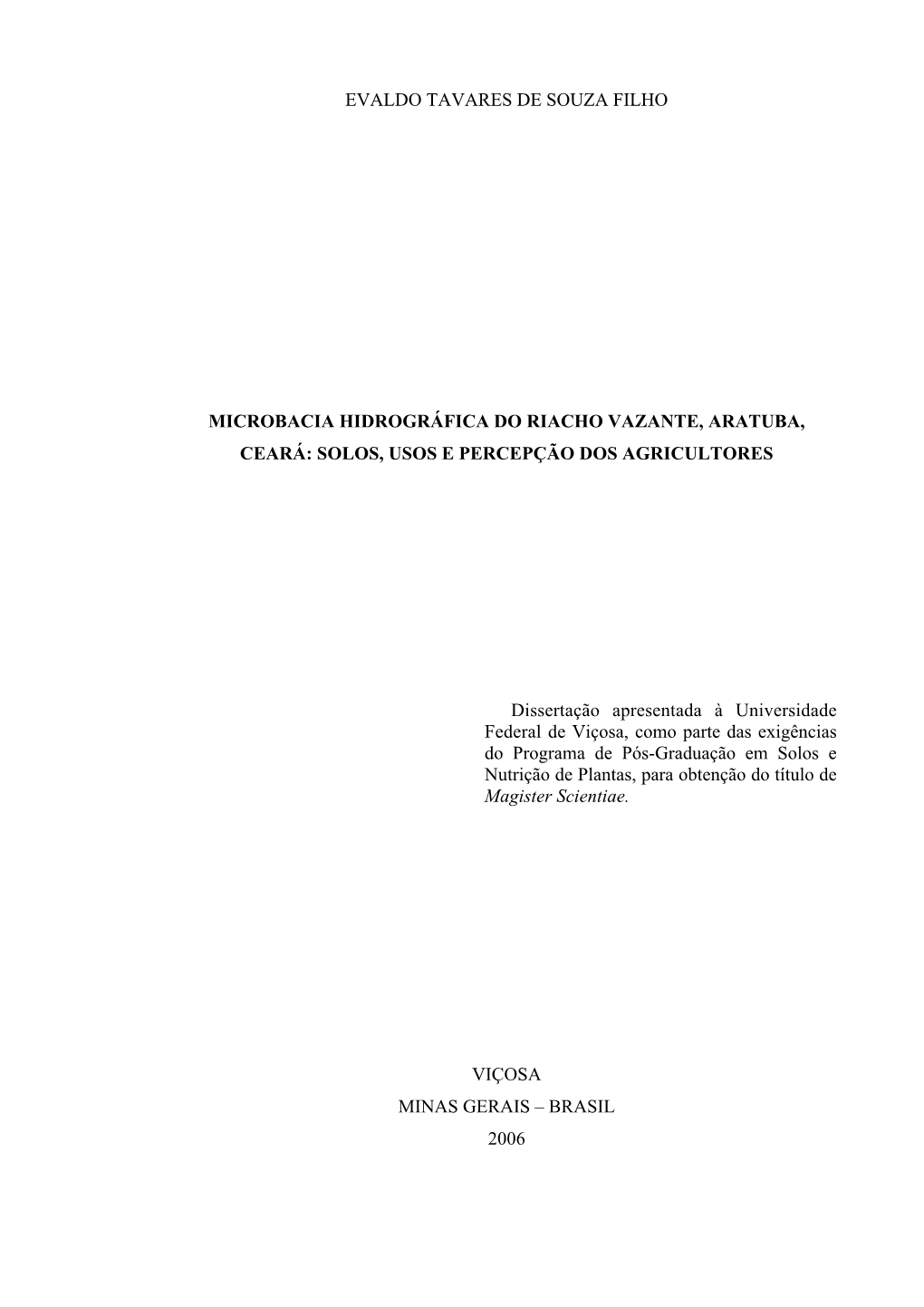 Levantamento De Solos: Uma Estratificação De Ambientes