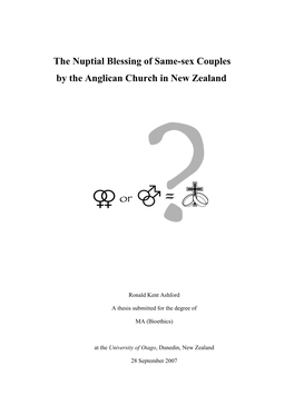 The Nuptial Blessing of Same-Sex Couples by the Anglican Church in New Zealand