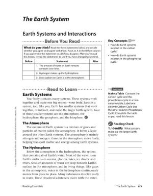 Earth Systems and Interactions