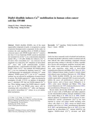 Diallyl Disulfide Induces Ca Mobilization in Human Colon Cancer