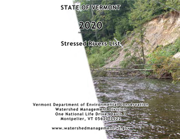 STATE of VERMONT Stressed Rivers List