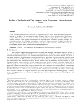 The Rise of the Kharijite and Their Influences on the Contemporary Islamist Extremist Groups