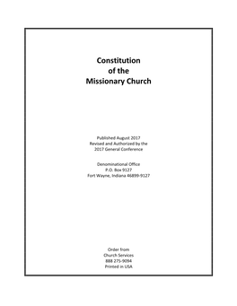 Constitution of the Missionary Church