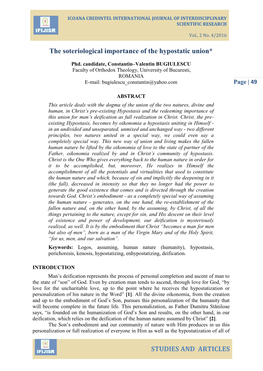 The Soteriological Importance of the Hypostatic Union*