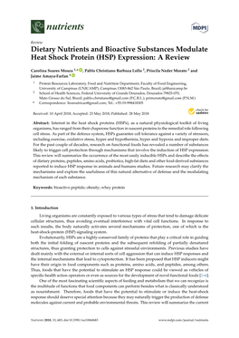 Dietary Nutrients and Bioactive Substances Modulate Heat Shock Protein (HSP) Expression: a Review