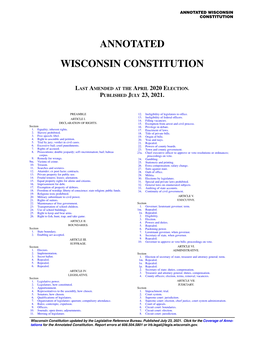 Annotated Wisconsin Constitution