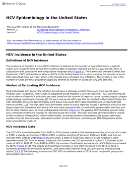 HCV Epidemiology in the United States