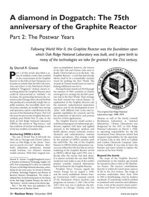 A Diamond in Dogpatch: the 75Th Anniversary of the Graphite Reactor Part 2: the Postwar Years