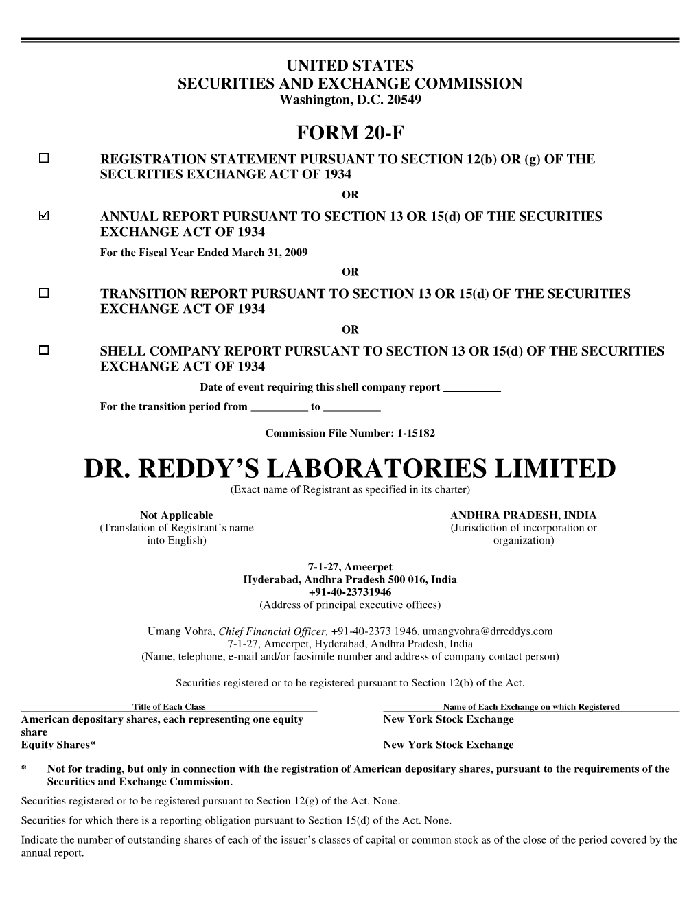 Dr. Reddy's Laboratories Limited