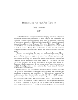 Bergsonian Axioms for Physics