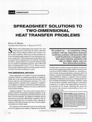 Spreadsheet Solutions to Two-Dimensional Heat Transfer Problems