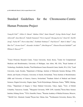 Standard Guidelines for the Chromosome-Centric Human