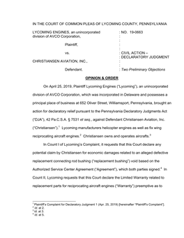 Lycoming Engines, an Unincorporated Division of Avco Corporation Vs