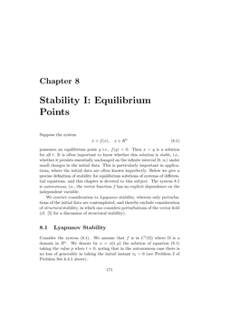 Stability I: Equilibrium Points