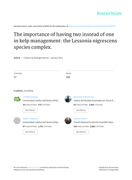 The Importance of Having Two Instead of One in Kelp Management: the Lessonia Nigrescens Species Complex