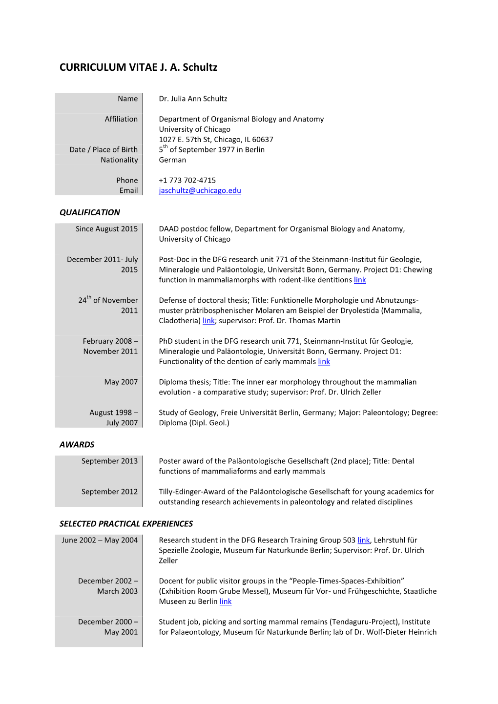 CURRICULUM VITAE J. A. Schultz