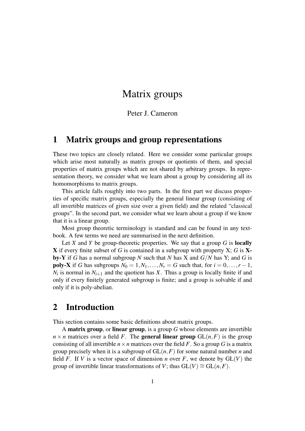 Matrix Groups