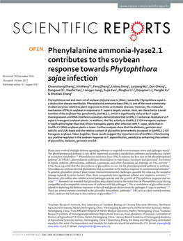 Phenylalanine Ammonia-Lyase2.1 Contributes to the Soybean