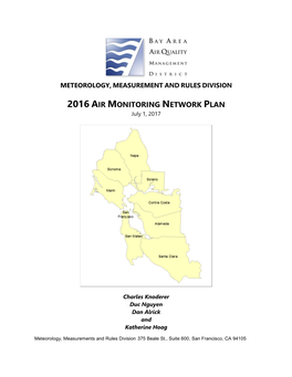 2016 AIR MONITORING NETWORK PLAN July 1, 2017
