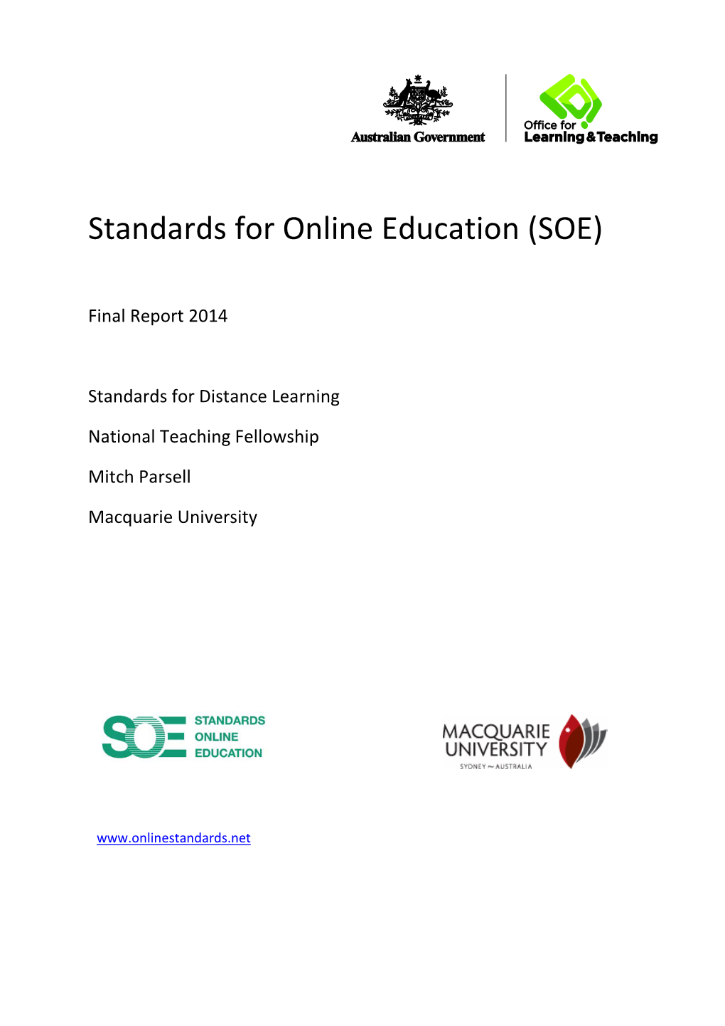Standards for Online Education (SOE)