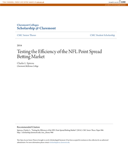 Testing the Efficiency of the NFL Point Spread Betting Market Charles L