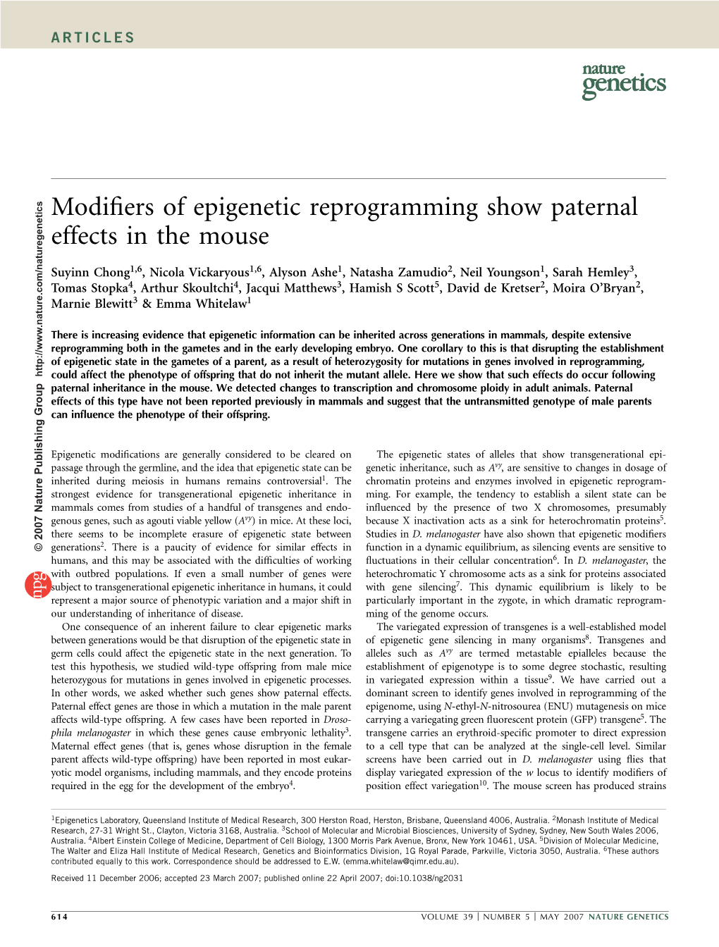 Modifiers of Epigenetic Reprogramming Show Paternal