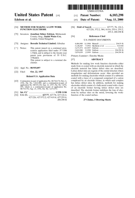 United States Patent 19 11 Patent Number: 6,103,298 Edels0n Et Al
