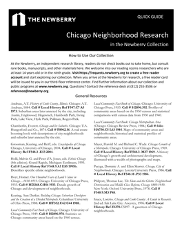 Chicago Neighborhood Research in the Newberry Collection