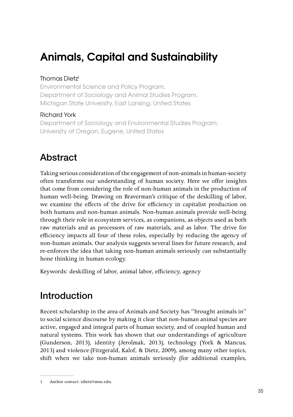 Human Ecology Review, Volume 22, Number 1, 2015